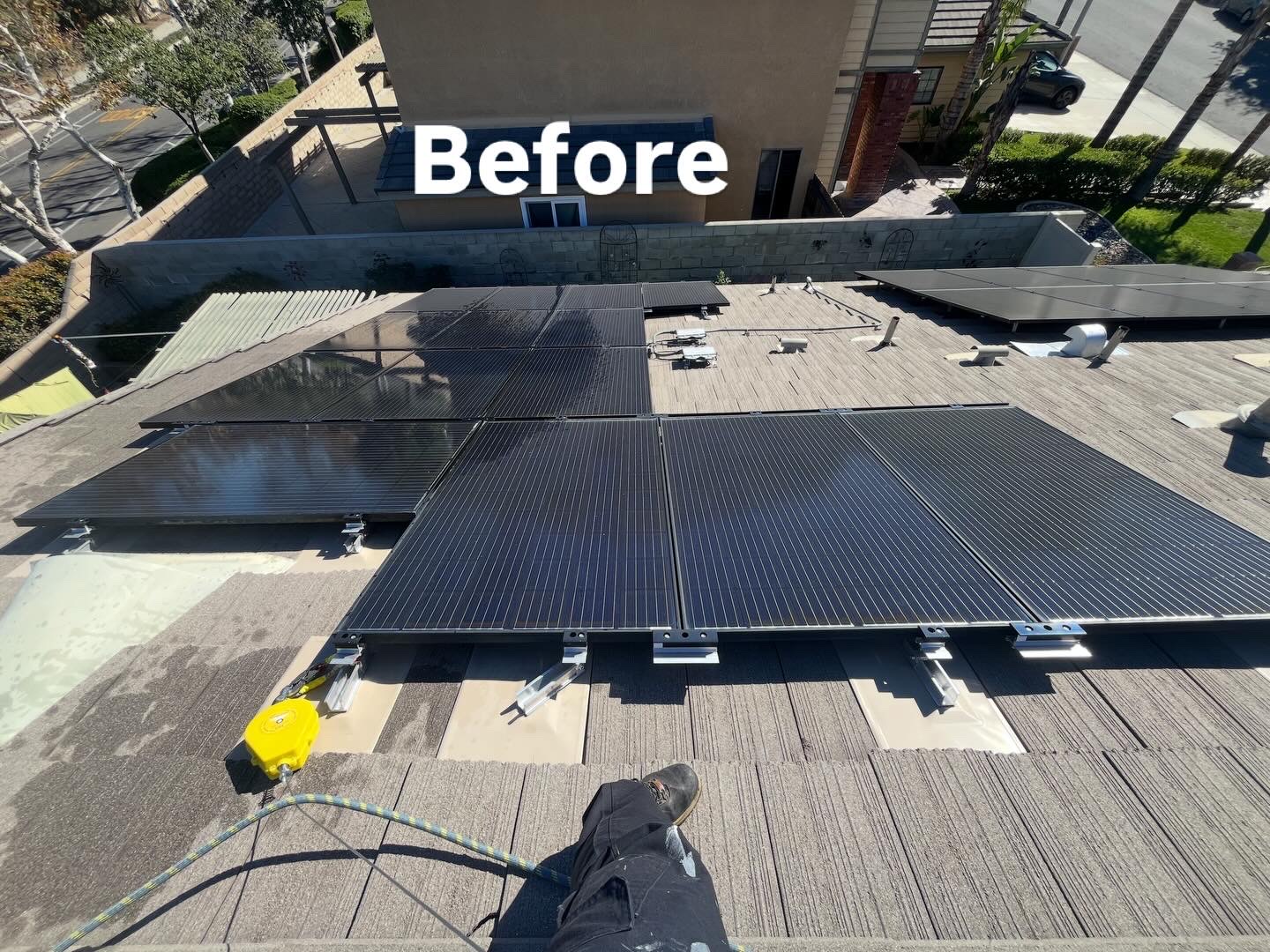 Solar panels before cleaning - dirty panels